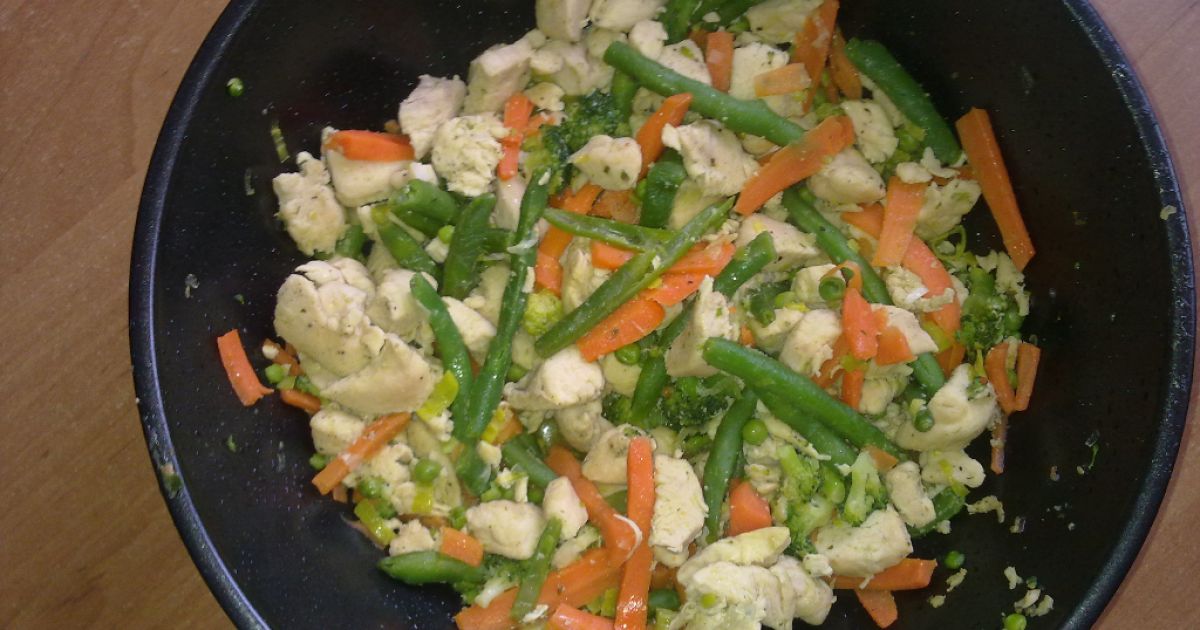 Kuracie prsia na zelenine a zázvore vo wok panvici, fotogaléria 1 / 1.