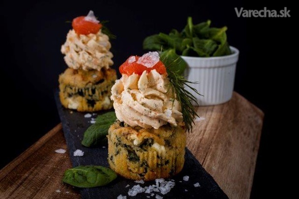 Špenátové cupcakes s lososovou penou recept