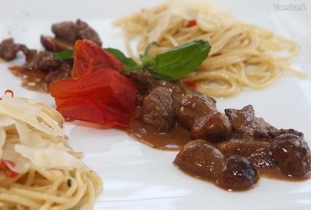 Špagety aglio olio s hovädzím ragú recept