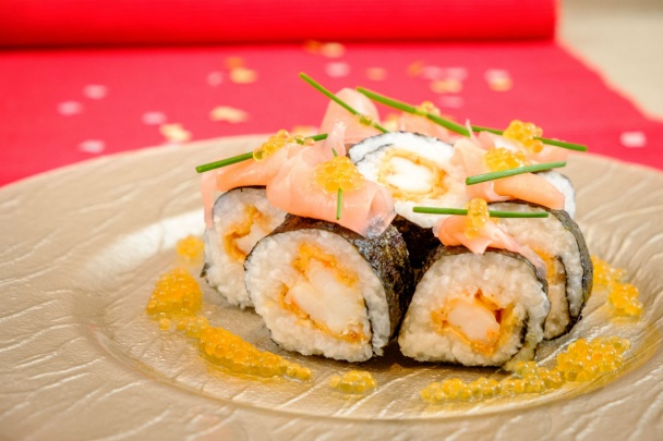 Sushi s vyprážanými krevetami recept