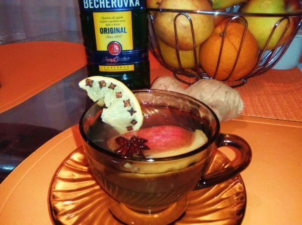 Hot Becherovka drink