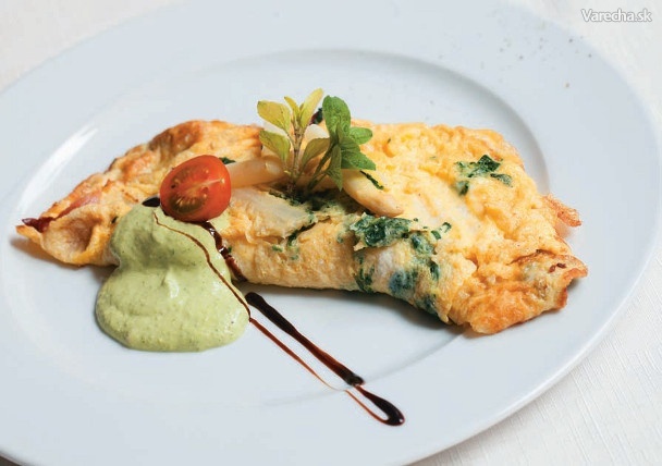 Špenátová omeleta so špargľou recept