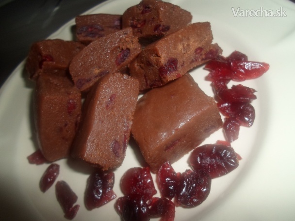 Čokoládový fondán s brusnicami (fotorecept) recept