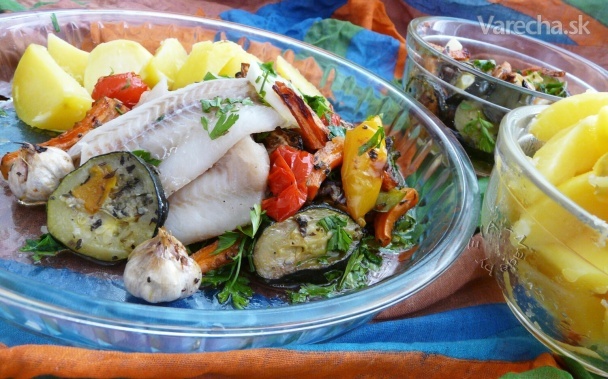 Pečená zelenina a parená ryba (fotorecept) recept