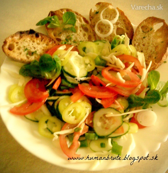 Štipľavý zeleninový šalát s celozrnnou bagetkou recept