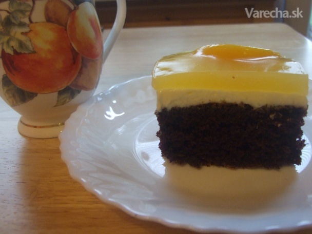 Tvarohovo-ovocný koláč so zlatoklasovou polevou (fotorecept) recept