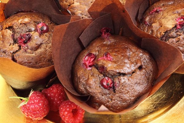 Malinovo-čokoládové muffiny