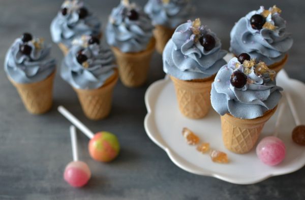Cupcakes „Čučoriedková zmrzlina v kornúte ...