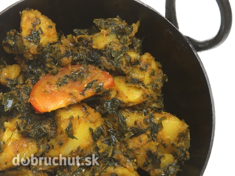 Indické zemiaky so špenátom a šošovicou