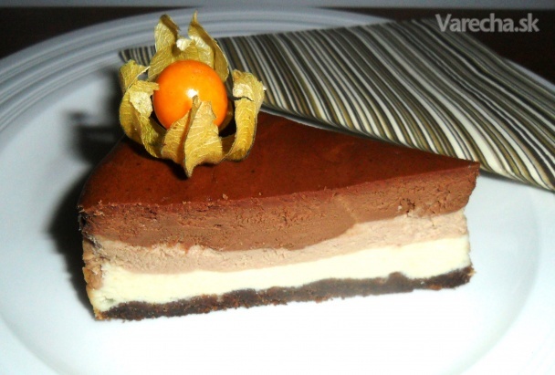Trojitý čokoládovo- tvarohový koláč (fotorecept) recept