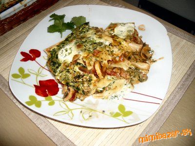 Lasagne so špenátom a šampiňónmi