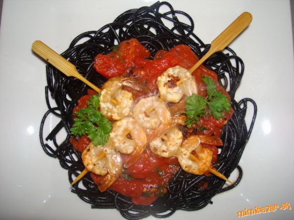 Sépiove špagety s krevetkami