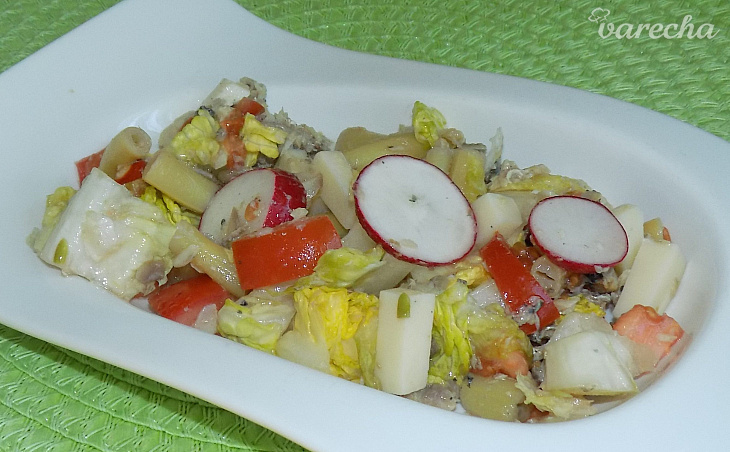 Zeleninový šalát s rybičkami (fotopostup) recept