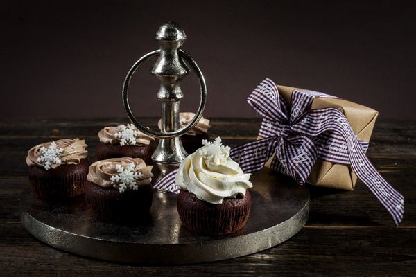 Vianočné čokoládové cupcakes s gaštanovým krémom