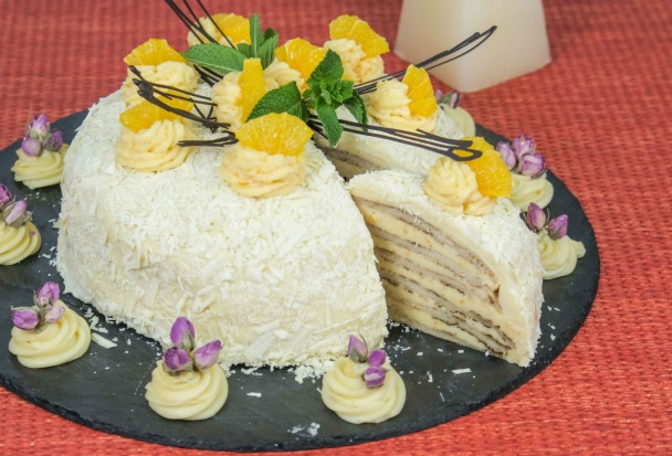 Palacinková torta s citrónovo-pomarančovým krémom recept ...