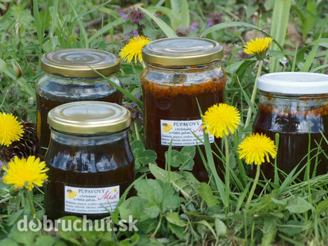 Púpavový med s bylinkami a včelím peľom