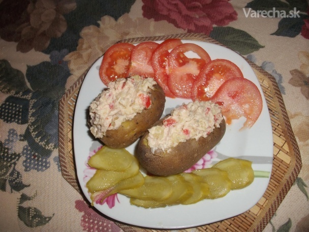 Pečené zemiaky s tuniakovou plnkou (fotorecept) recept