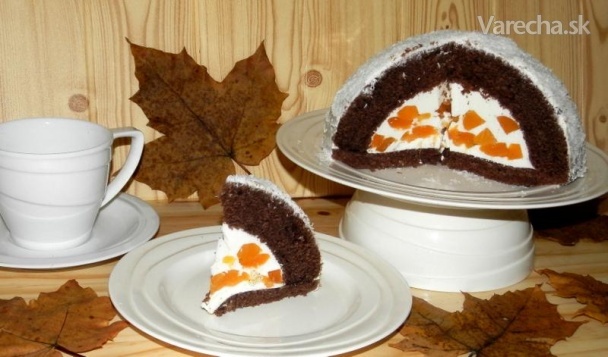 Kakaový dort s tvarohem a broskvemi recept
