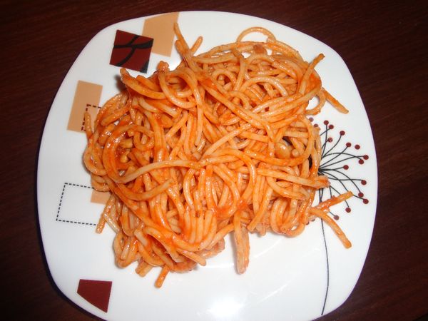 Špagety s domácou mortadellou