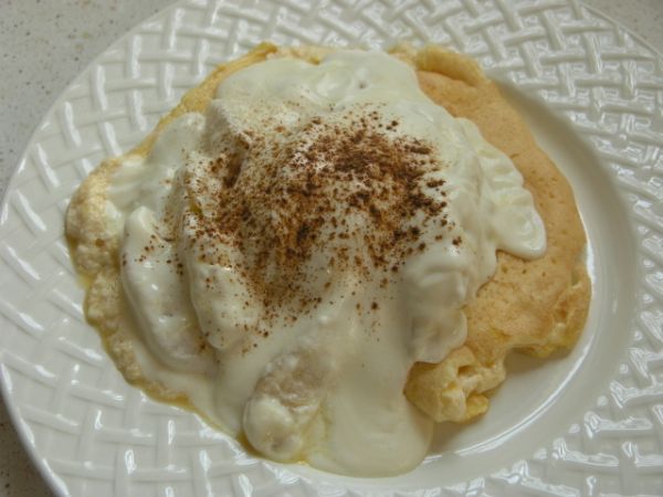 Mušelínová omeleta s tvarohovo jablkovou náplňou