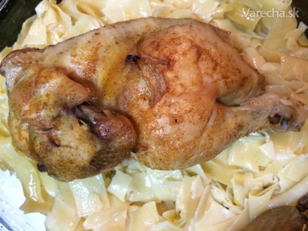 Pečené kurča so širokými rezancami (fotorecept) recept