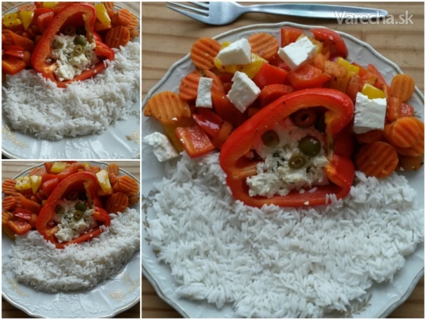 Pečená paprika s B-čkom na druhú balkánsky syr a ryža Basmati ...